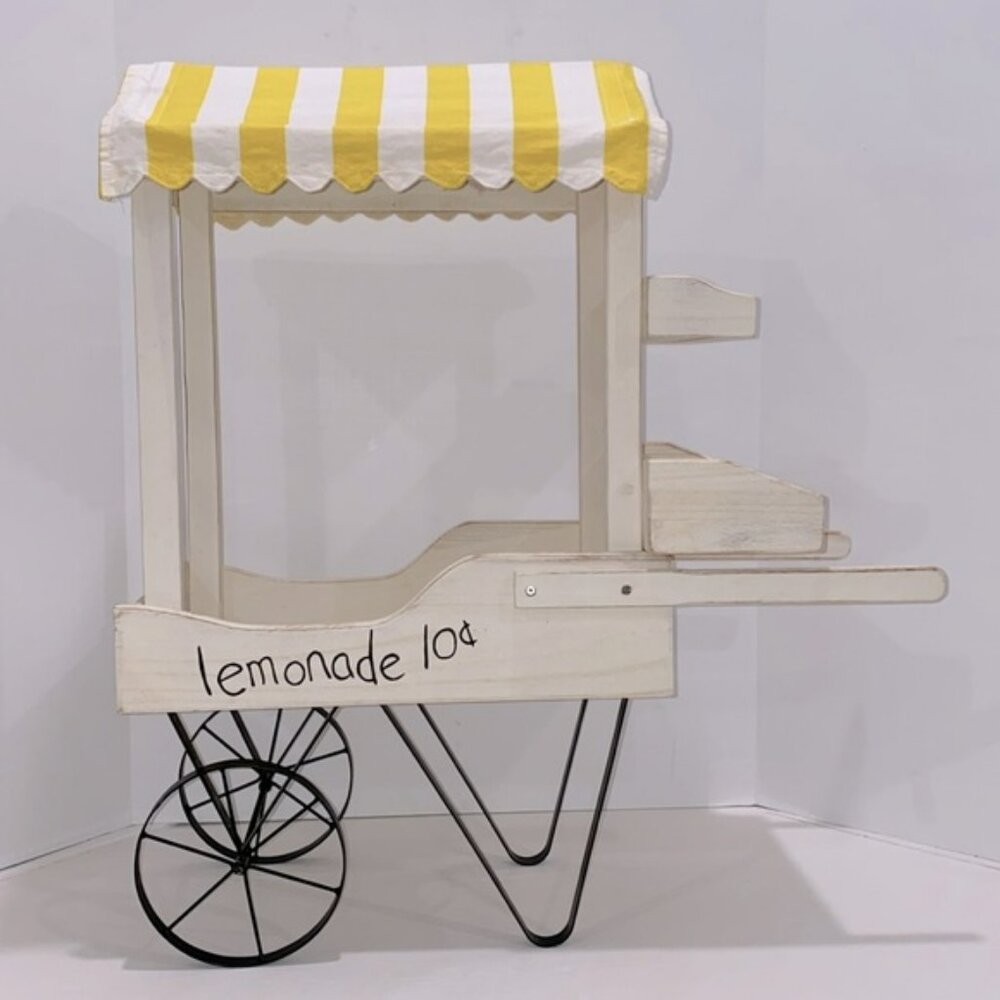 Vintage 27" Lemonade Cart With Shelves And Movable Wheels
